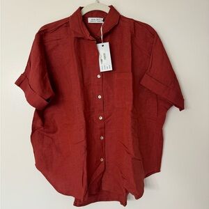 BNWT Ava Sky Linen Top Quinn